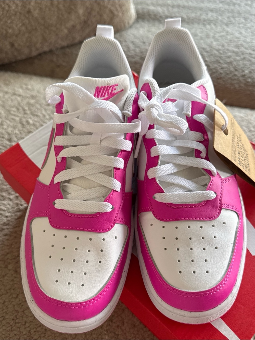Nike Low-Top Sneakers in White and Hot Pink